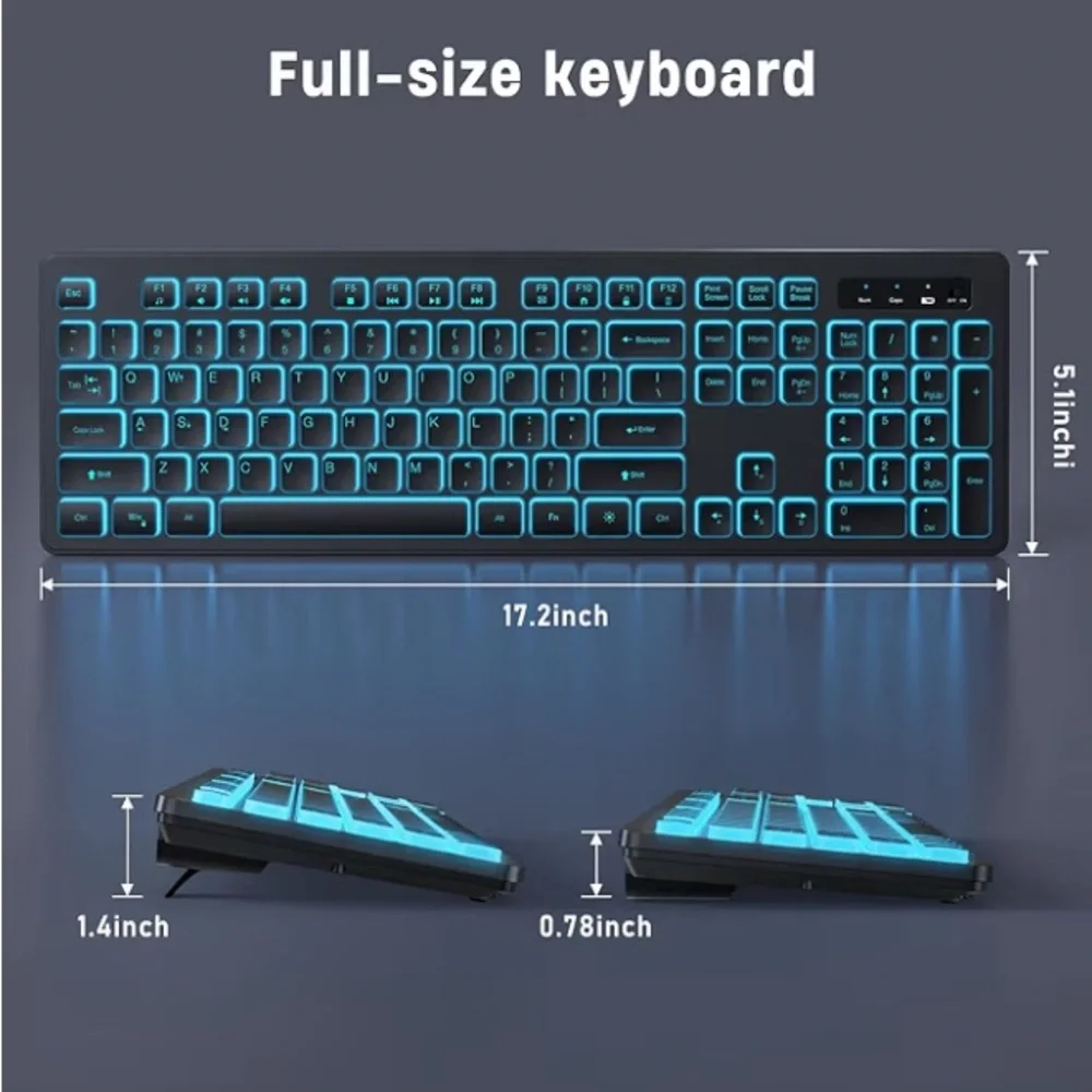 Wireless Backlit Keyboard with Green LED